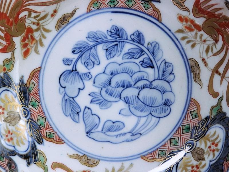古伊万里　色絵　鳳凰に牡丹の図　膾皿　５客　C380AS-CZf