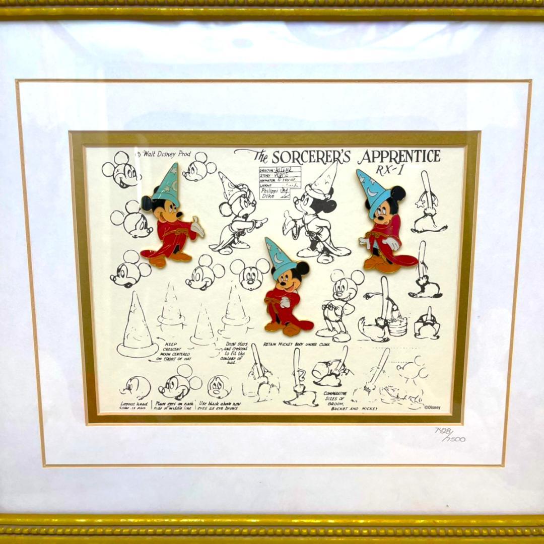 限定品★ミッキーマウス 魔法使いの弟子 ファンタジア モデルシート 絵画 額縁