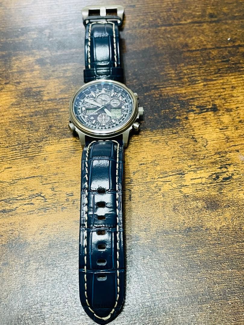 G*n様 美品　シチズンプロマスタースカイ　電波ソーラー　軽量チタン　新品本革ベ