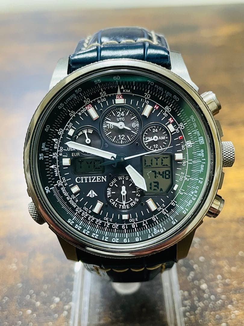 G*n様 美品　シチズンプロマスタースカイ　電波ソーラー　軽量チタン　新品本革ベ