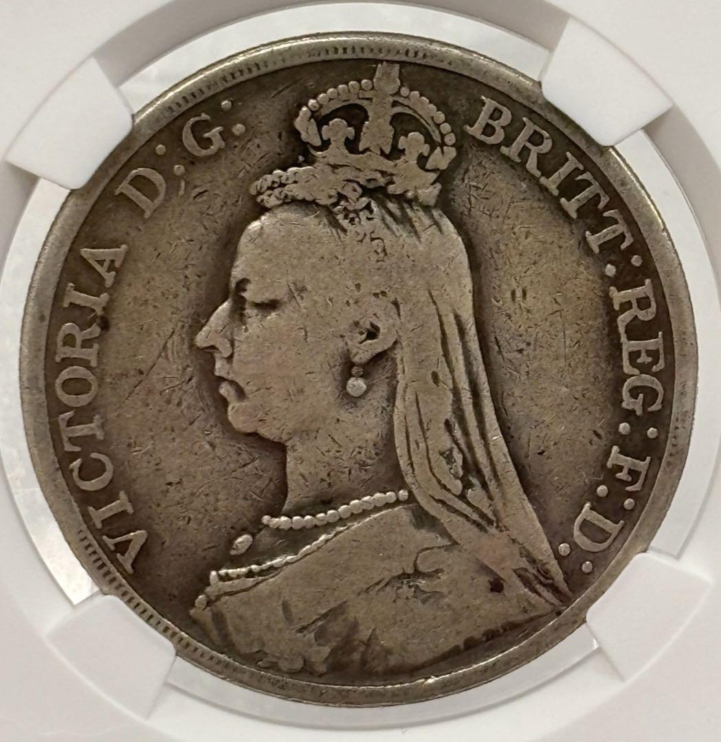 大英帝国1889年ヴィクトリア女王 ジュビリーヘッドクラウン大型銀貨 NGC認証