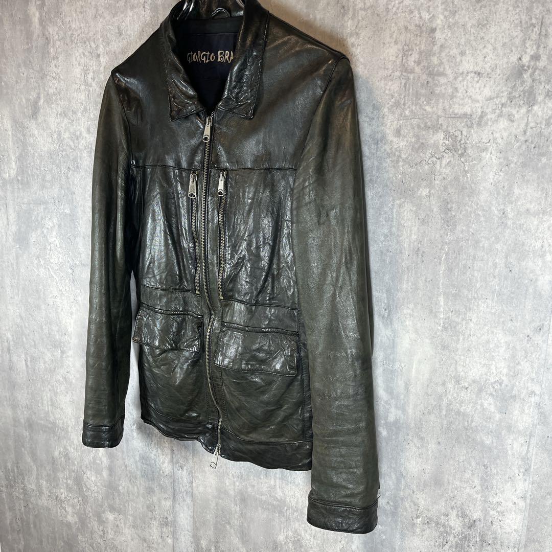 GIORGIO BRATO ジョルジオブラット ラムレザージャケット44シングル