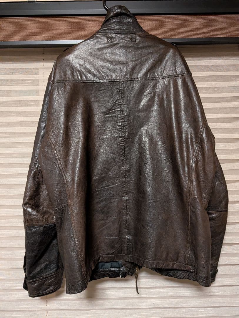 アヴィレックス ダークブラウン レザー シングルライダースジャケット