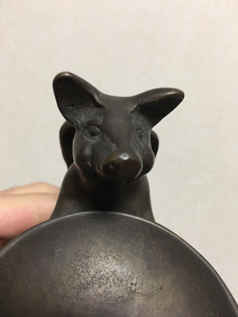 真鍮製？金属製天使のこぶたアクセサリー台　エンジェルピッグ小物入れジュエルケース