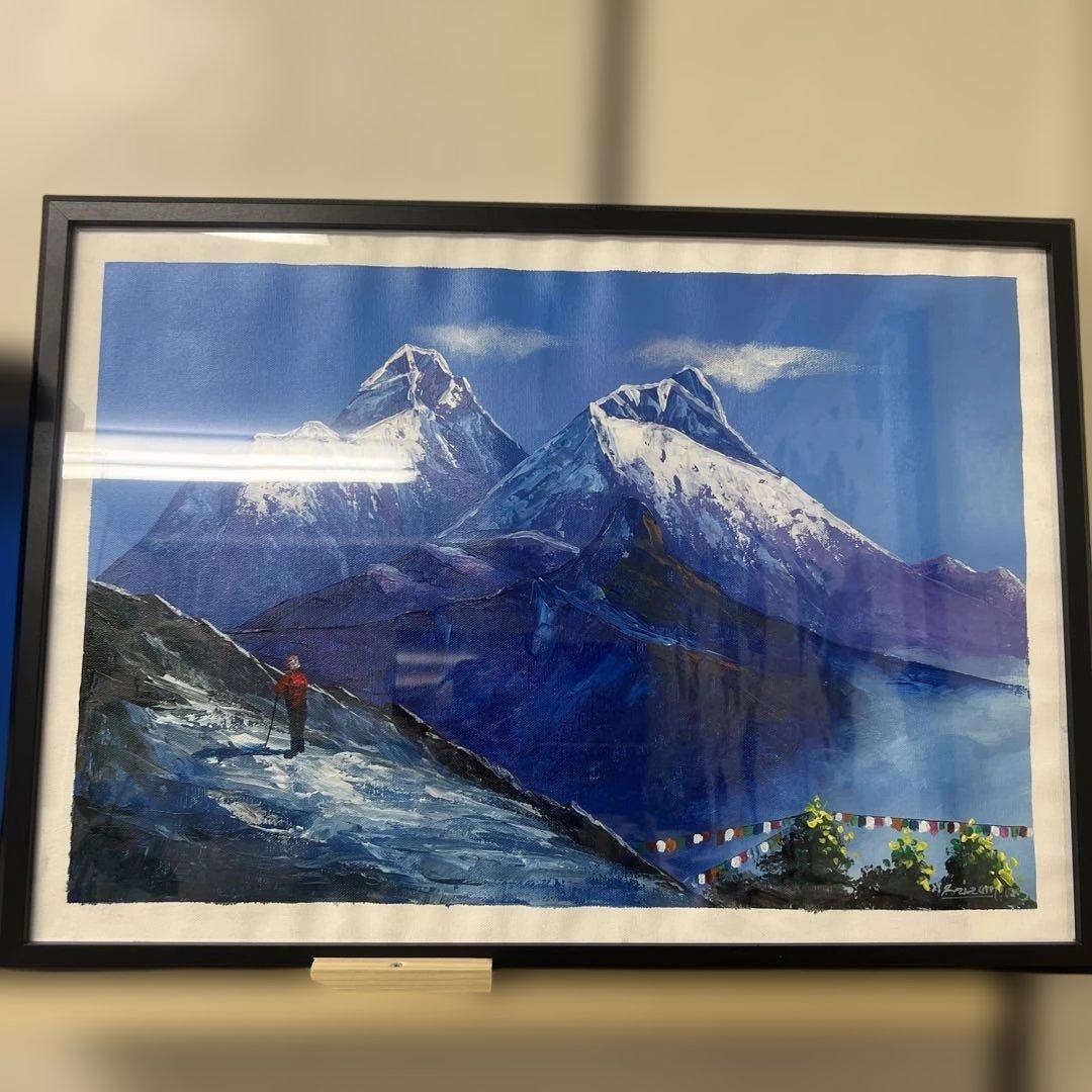 額縁付きネパール エベレスト山岳風景画 / Framed Mt. Everest