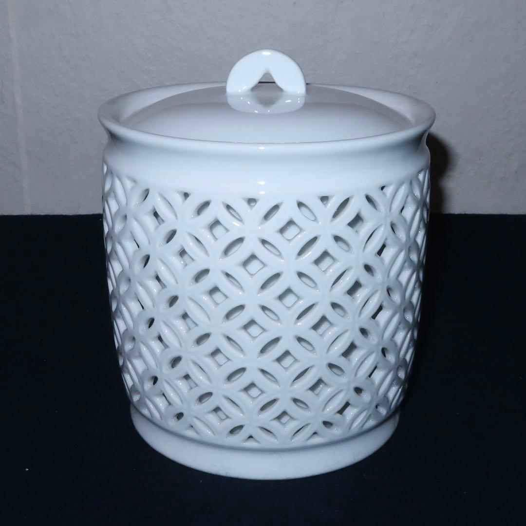 【茶道具】加藤藤城作　白磁七宝透皆具