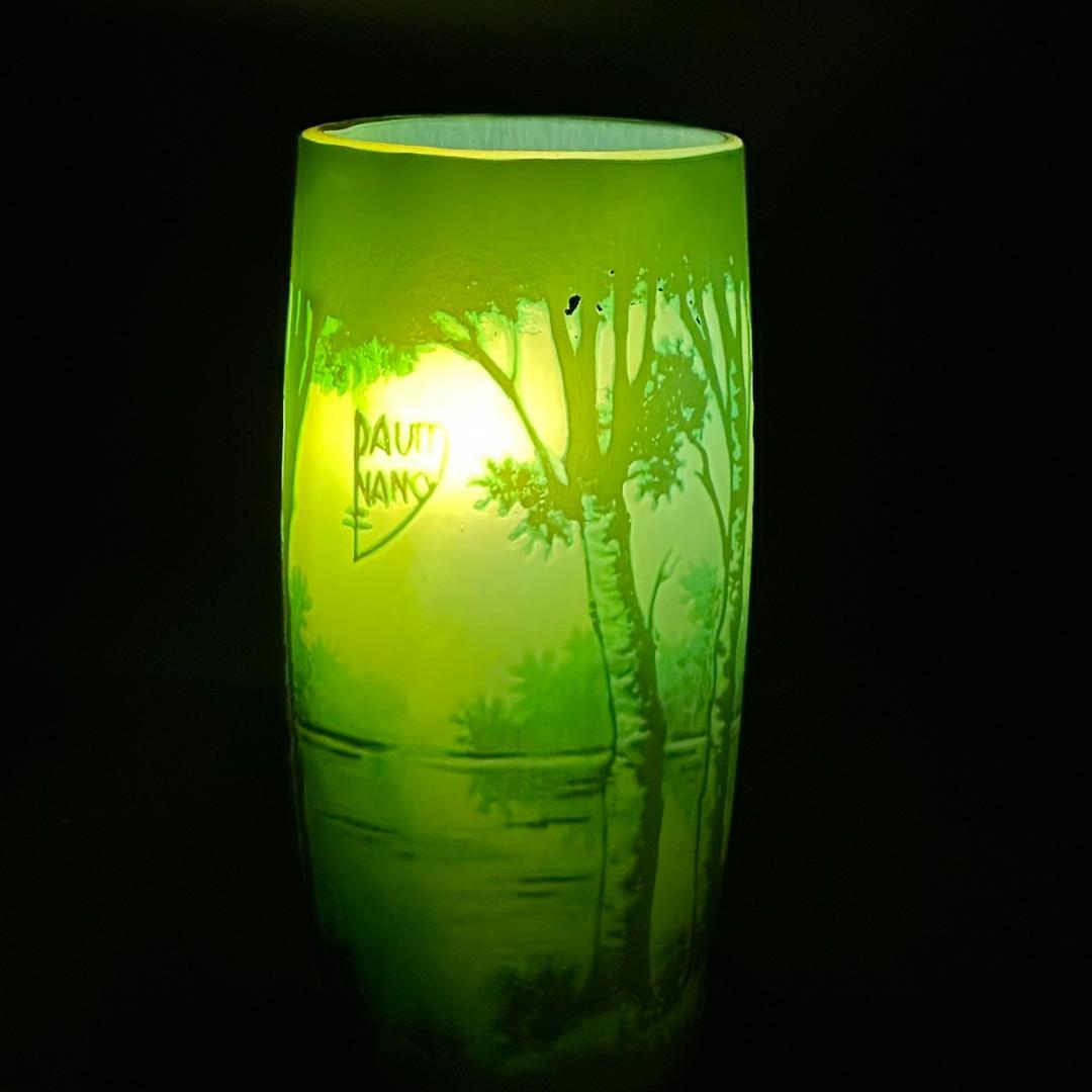 ドームナンシー 筒型 　卓上証明　高さ17.5cm 被せガラス　アンテルカレール