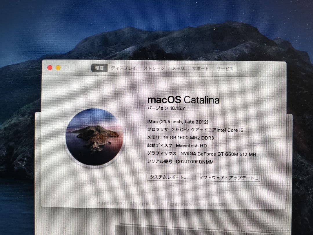 iMac (21.5-inch, Late 2012) 本体　SSD1T