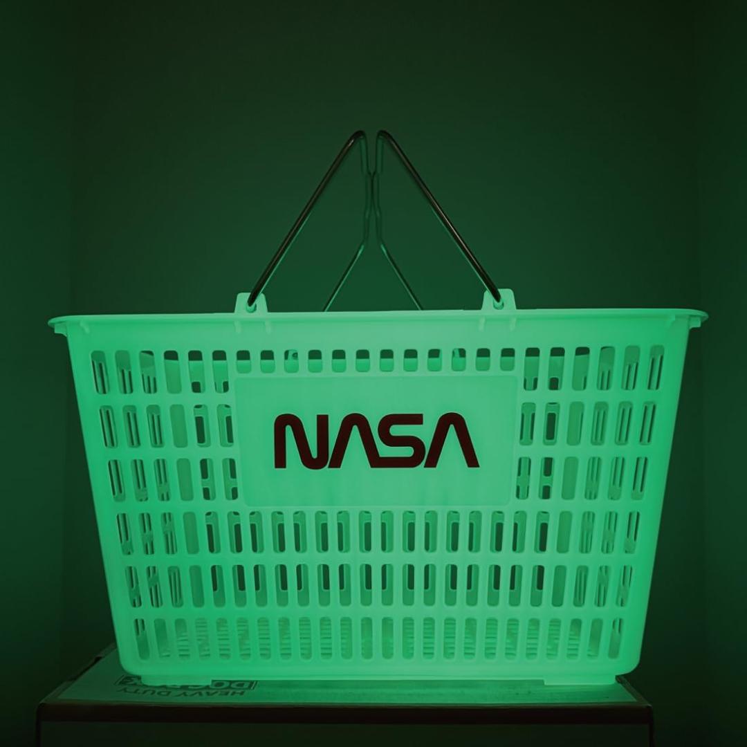 【2個セット】「蓄光」　NASA ショッピングバスケット 買い物かご