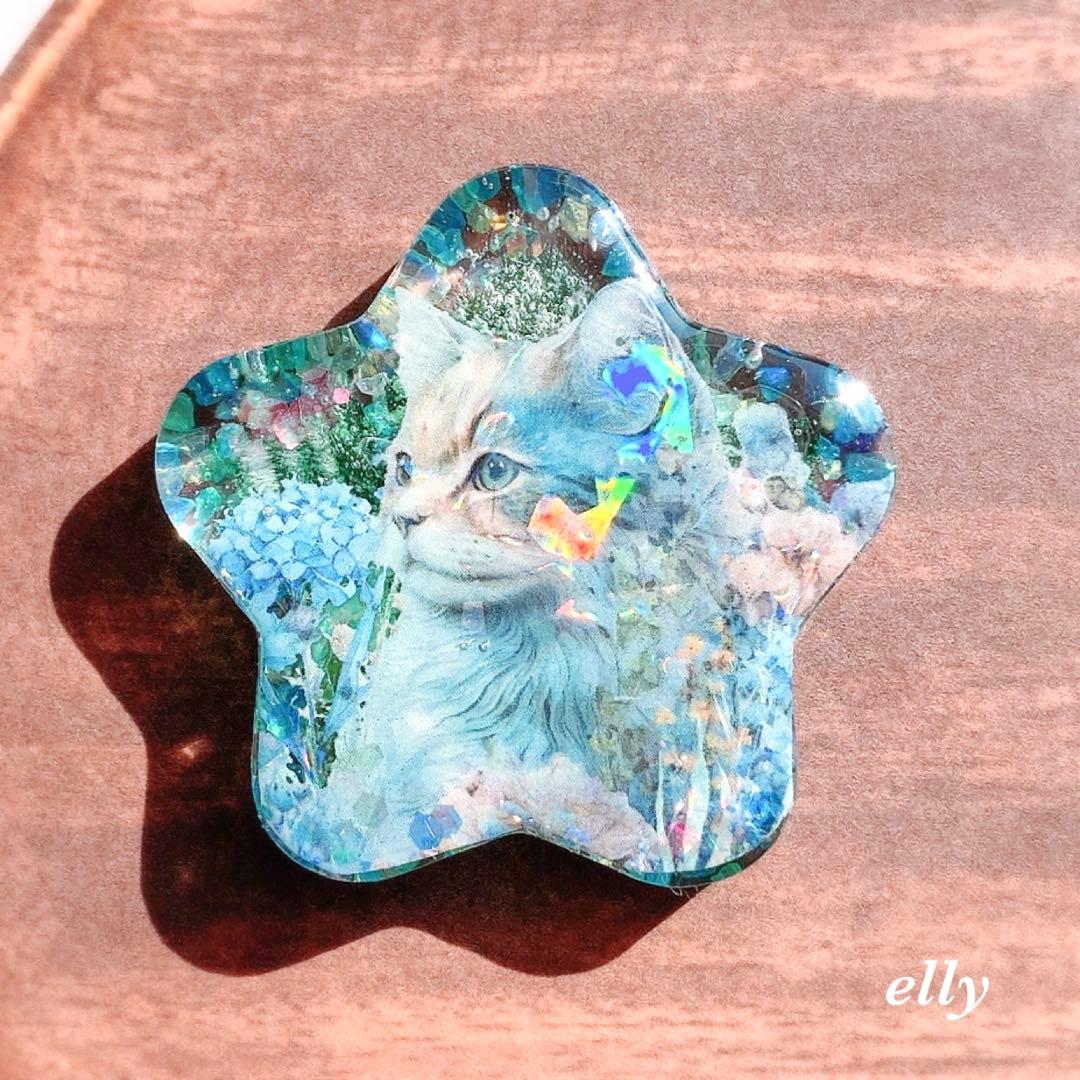 【sawasawa様】1256.琉球ガラス　夜桜　じゃれ猫　レジン　チャーム