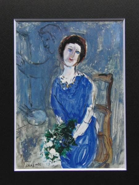 Ｍ・シャガール、青い服のヴァヴァ、超希少画集より、新品額装付