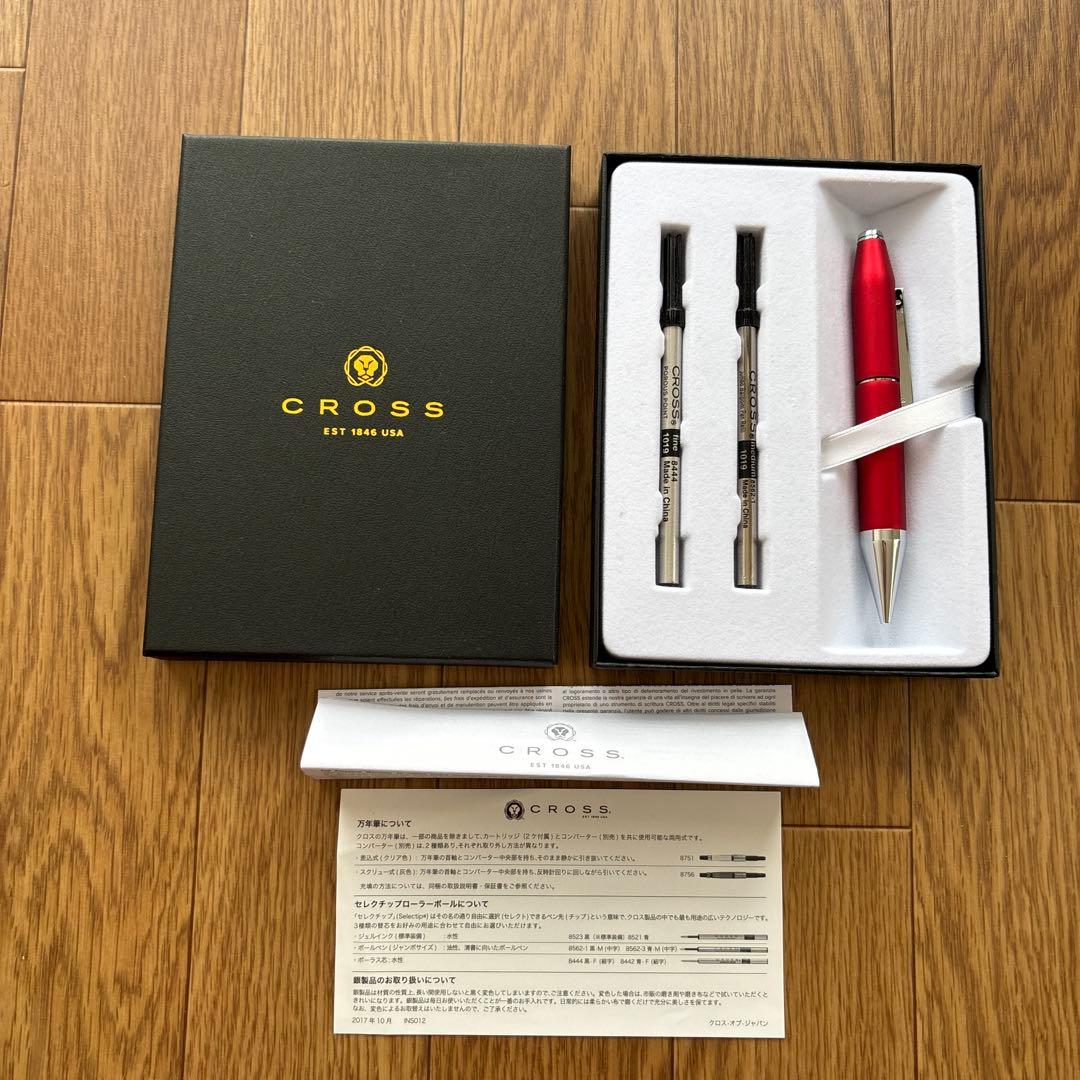 新品未使用　CROSS ボールペン本体 レッド リフィル2本付き
