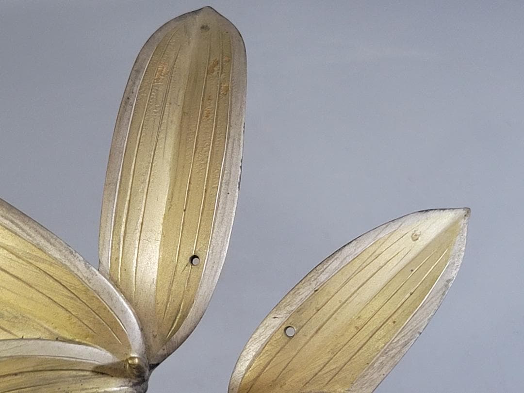 DT368 銅製 瑞雀笹 置物 共箱