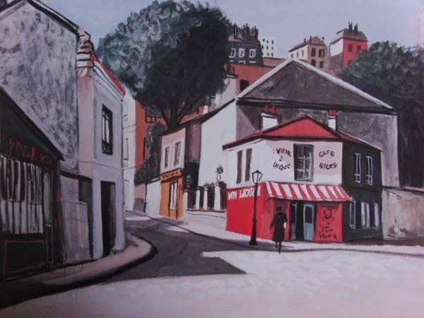 中西利雄、パリの裏町、希少画集画、新品額装付、状態良好