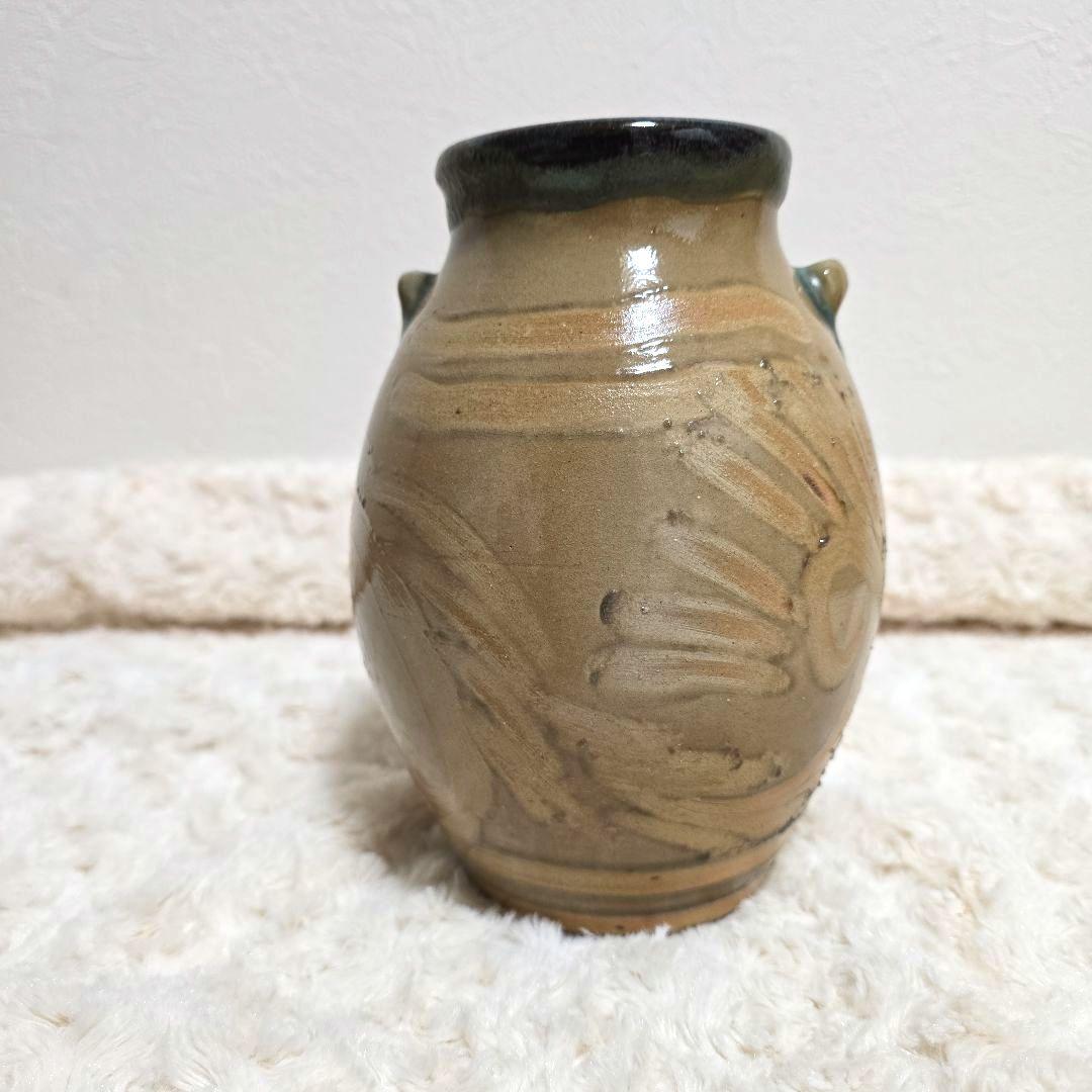 ⑨宮城三成 指描き紋 大花 中型壺 やちむん 沖縄 珍