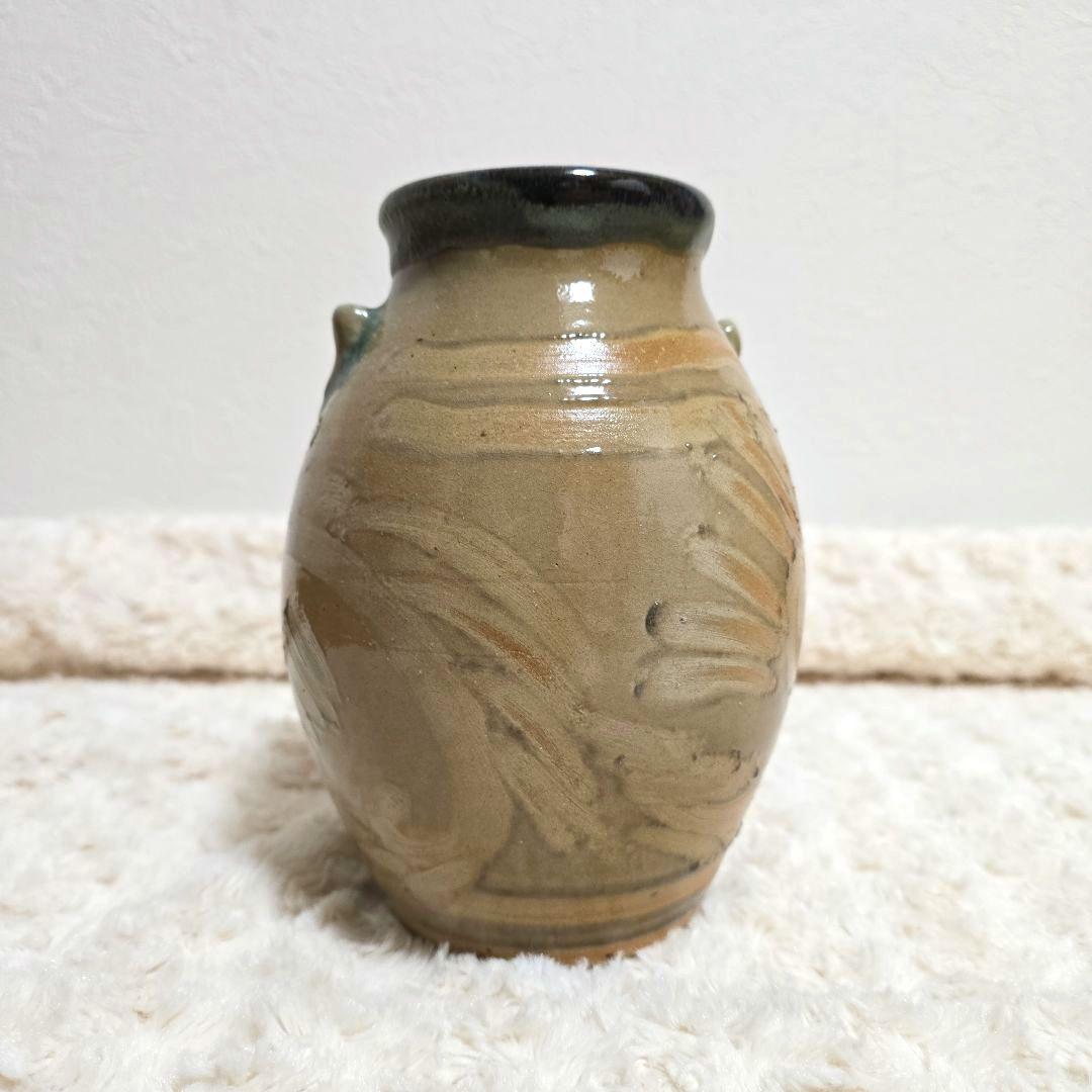 ⑨宮城三成 指描き紋 大花 中型壺 やちむん 沖縄 珍