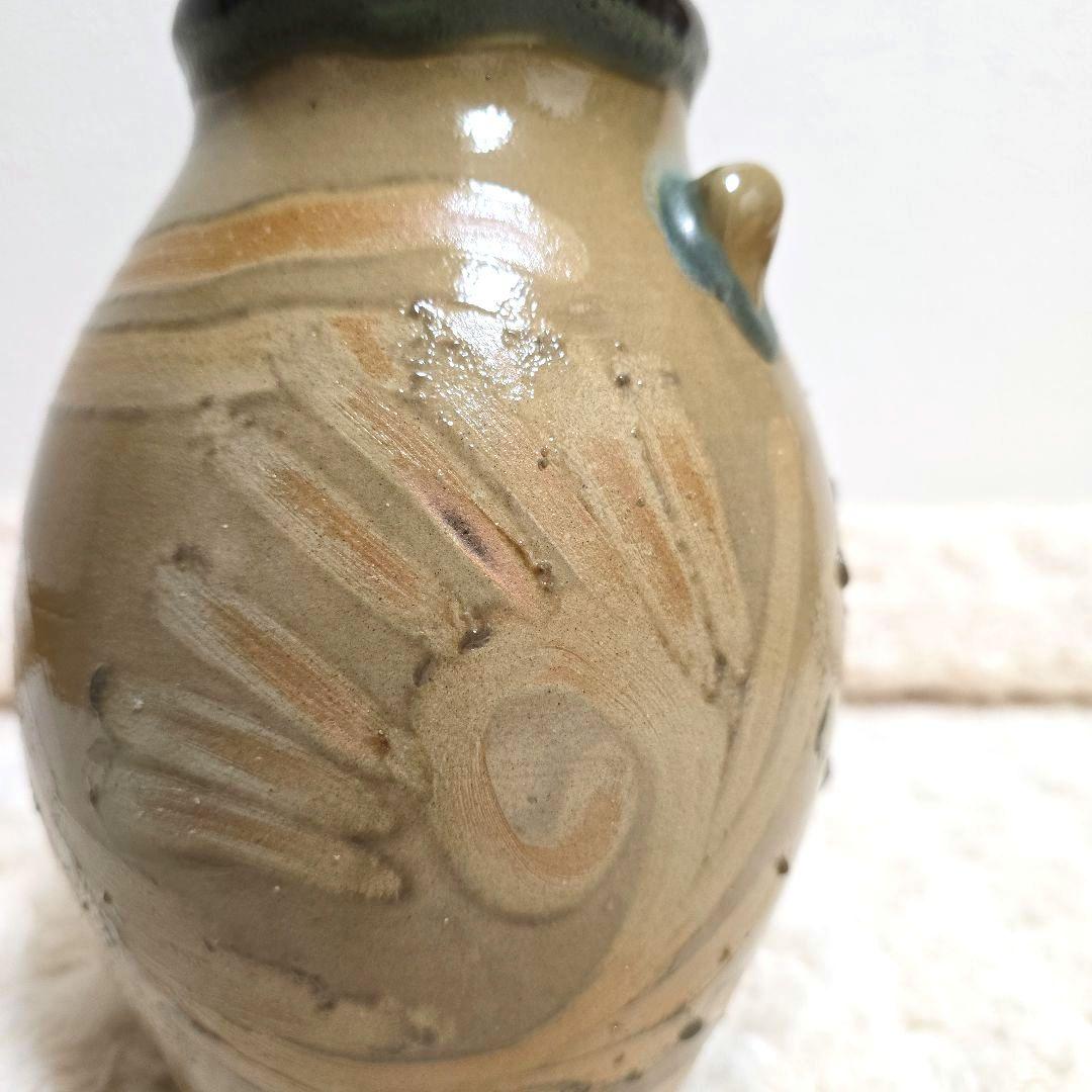 ⑨宮城三成 指描き紋 大花 中型壺 やちむん 沖縄 珍