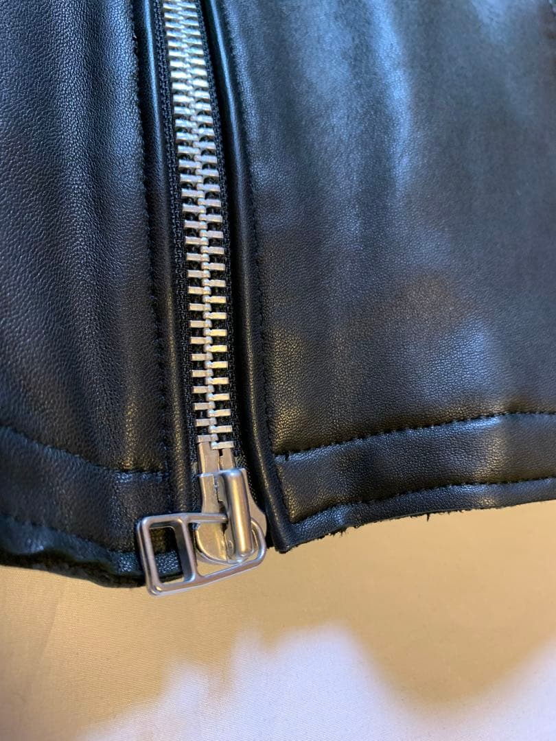 【NVRFRGT】Leather Paneled Zip Up Jacket新品