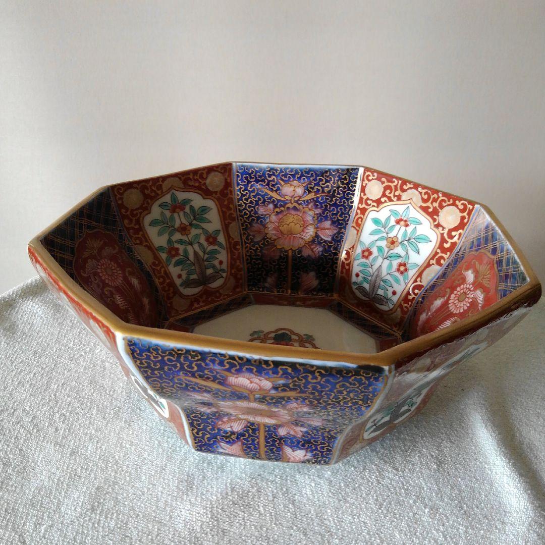 古伊万里　染錦草花　鉢