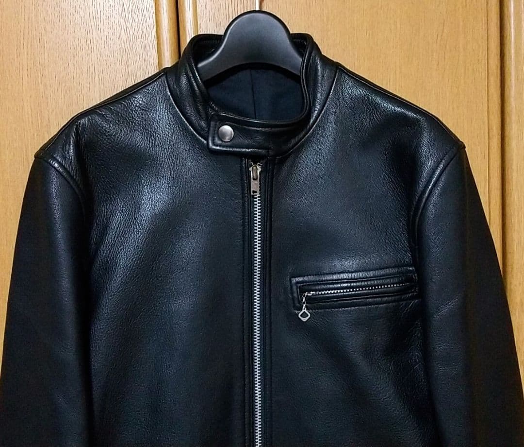 Scye シングルライダースジャケット サイ 黒 ブラック 山羊革 ゴートスキン