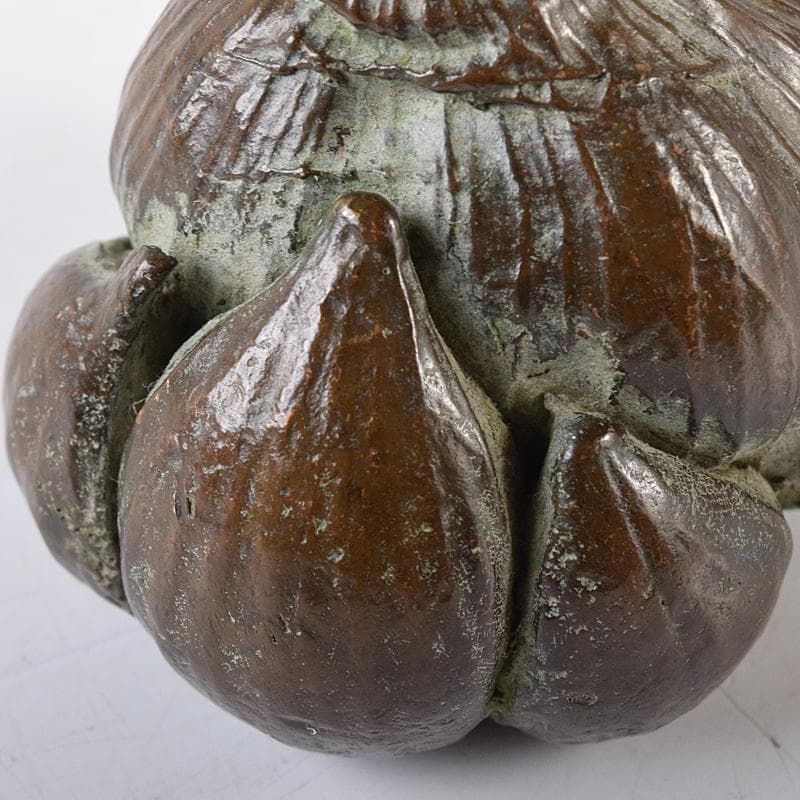 金工名品　古銅宣徳銅　大蒜　置物　紙鎮　在銘　C　8330E