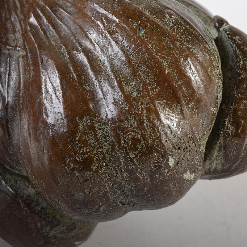 金工名品　古銅宣徳銅　大蒜　置物　紙鎮　在銘　C　8330E