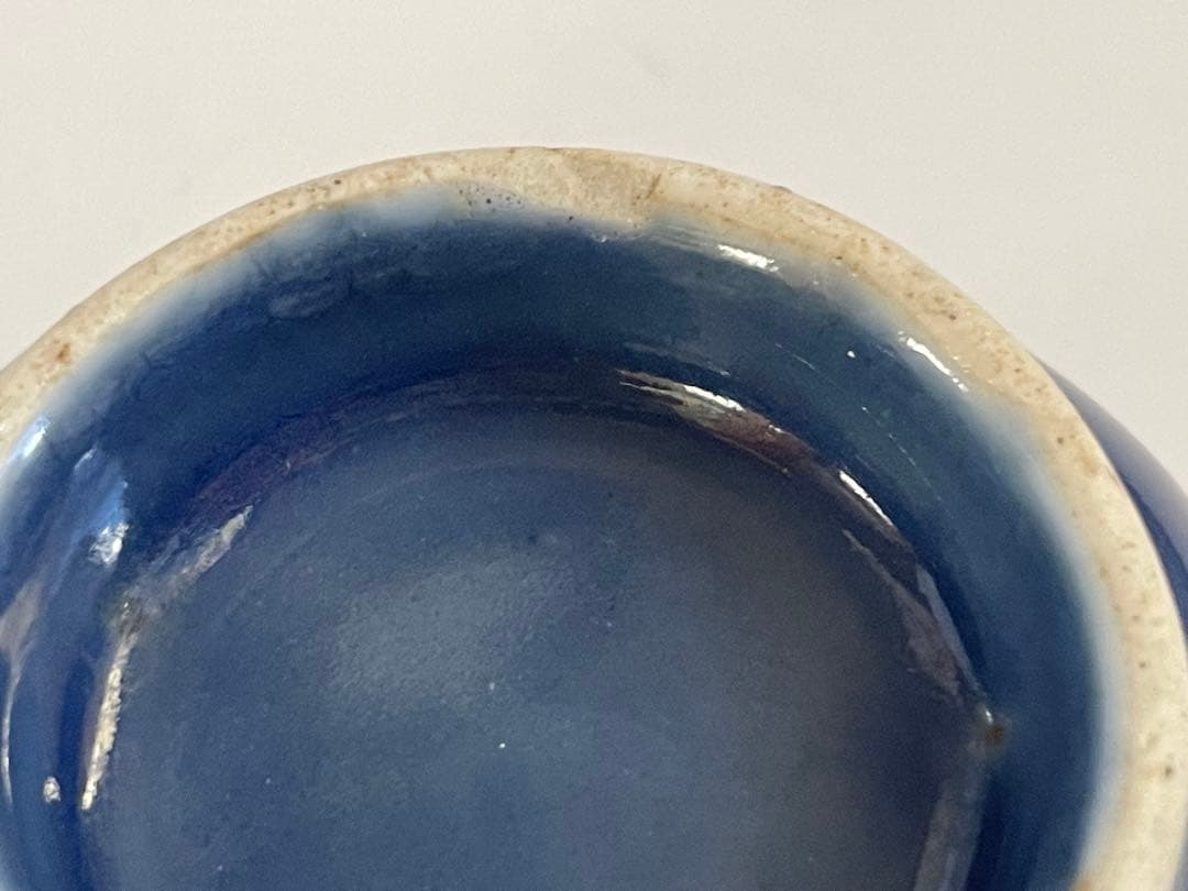 骨董　アンティーク　古伊万里　瑠璃金彩　六角　猪口　盃　小鉢　松竹梅　瑠璃釉