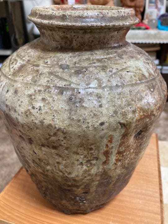 骨董　信楽焼　繪垣紋壺　花瓶　江戸時代
