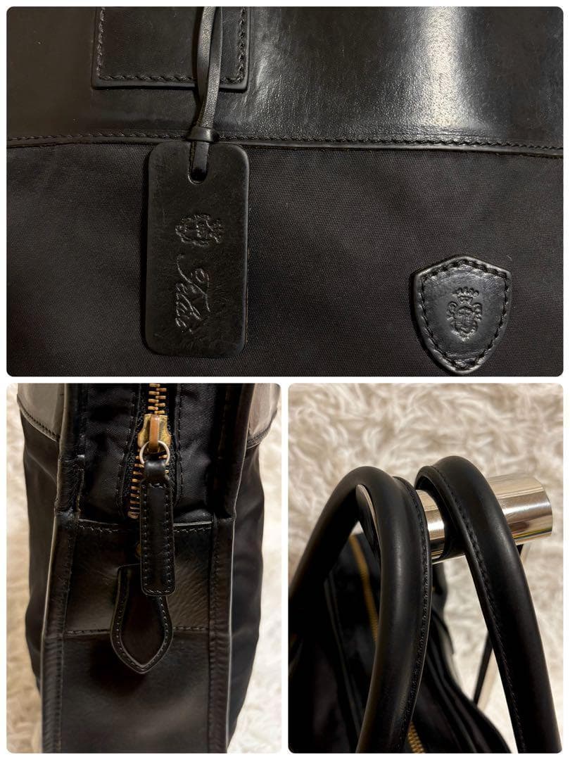 ✨美品✨フェリージ ビジネスバッグ レザー×ナイロン ロゴ 型押し 黒 1845