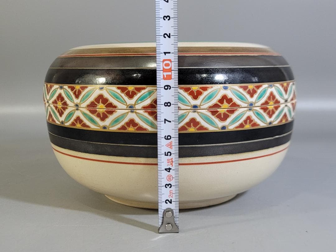 DT311 茶道具 真葛香斎造 七宝繋ぎジキロ 共箱 美品