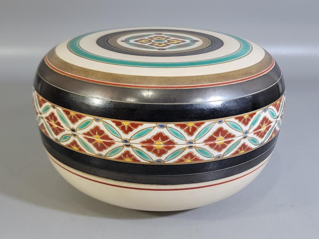 DT311 茶道具 真葛香斎造 七宝繋ぎジキロ 共箱 美品