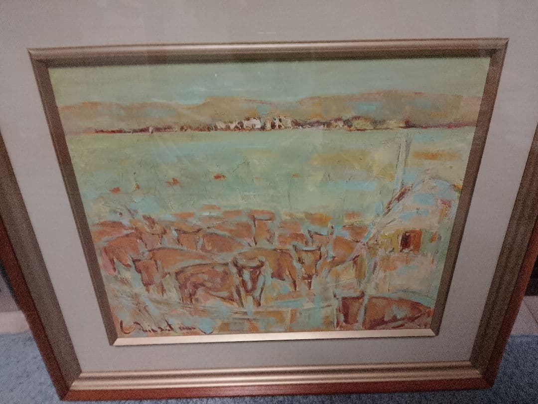 油絵. 　牛の群れ　F8