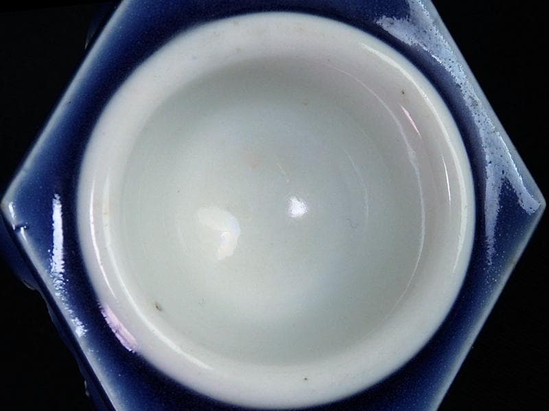 古伊万里　瑠璃透かし　六角　盃台　C564AS-CGo