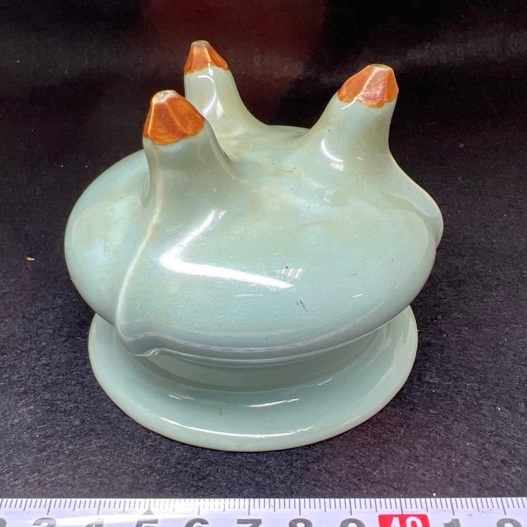 時代　銀火屋青磁香炉　縁外寸約9.5㎝　東Y8-0106①トヒサエ