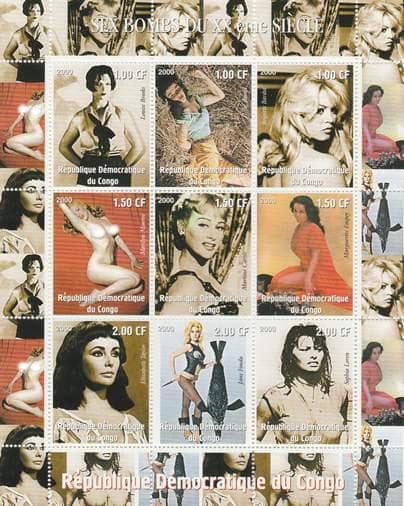 コンゴ　切手　美術切手シート　映画スター切手シート　cbj_s138