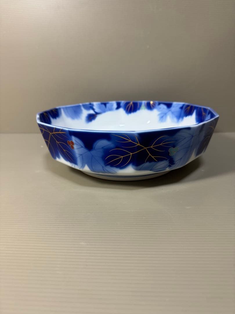 2274 深川製磁　葡萄瑠璃　大鉢　25cm  金彩