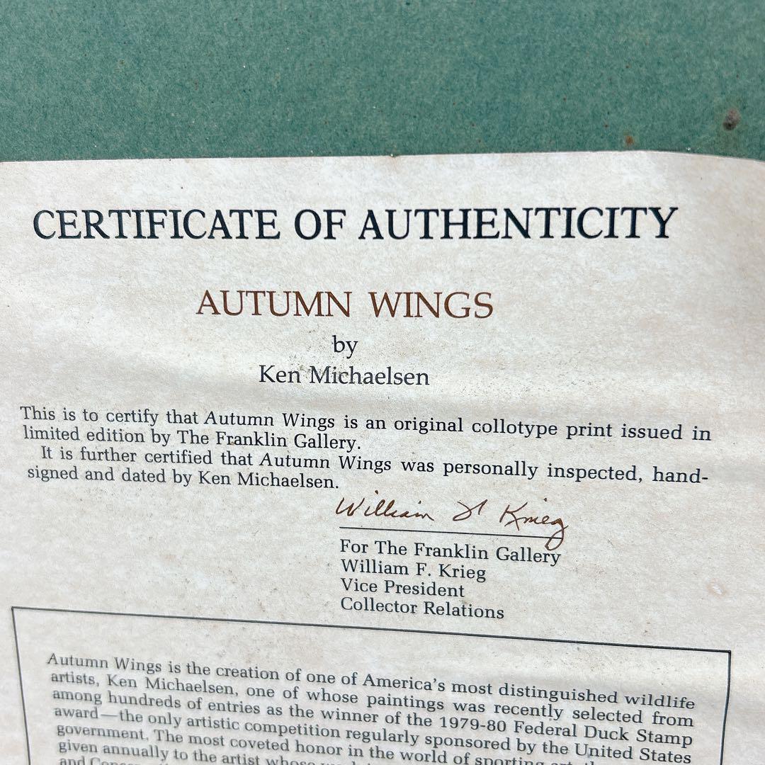 ケン・マイケルセン　オータム・ウィングス サイン入り　プリント　約70 x 50