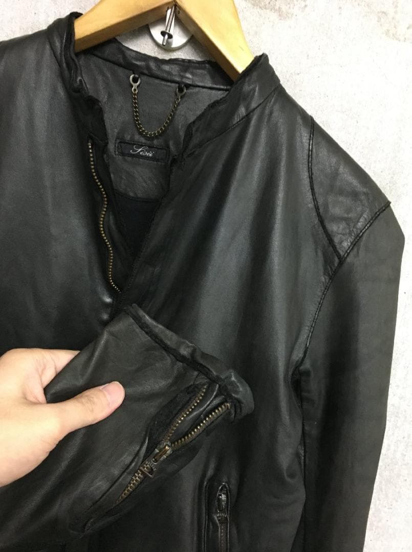 Sissi シシ シングル 上質 レザー ライダースジャケット 黒