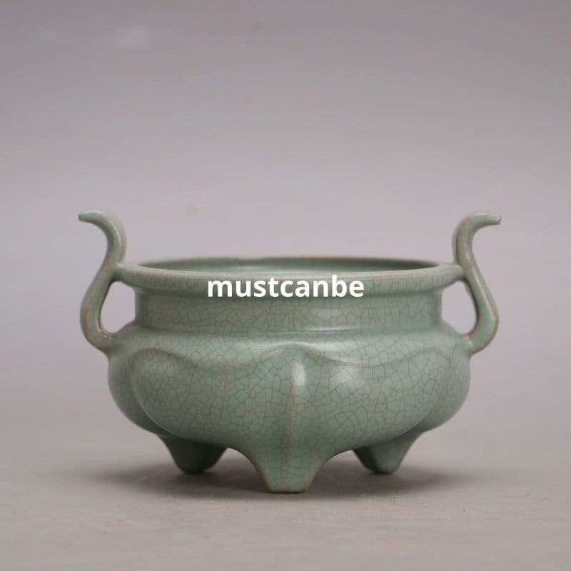 宋汝窯青釉開片支釘香炉 挿し香炉 景徳鎮 陶磁器 現代工芸品 置物