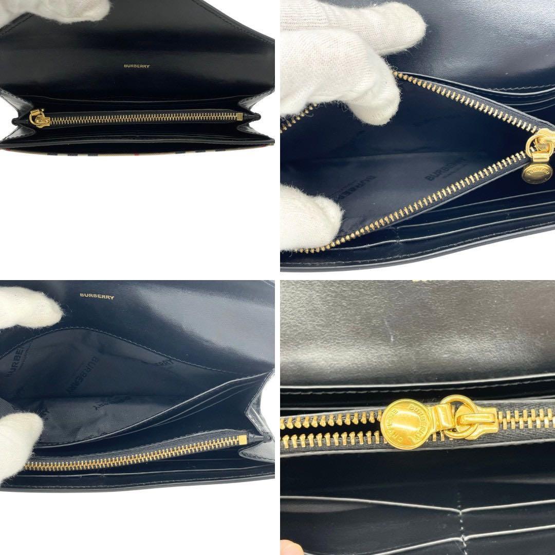 BURBERRY バーバリー チェック×黒 長財布 布袋付