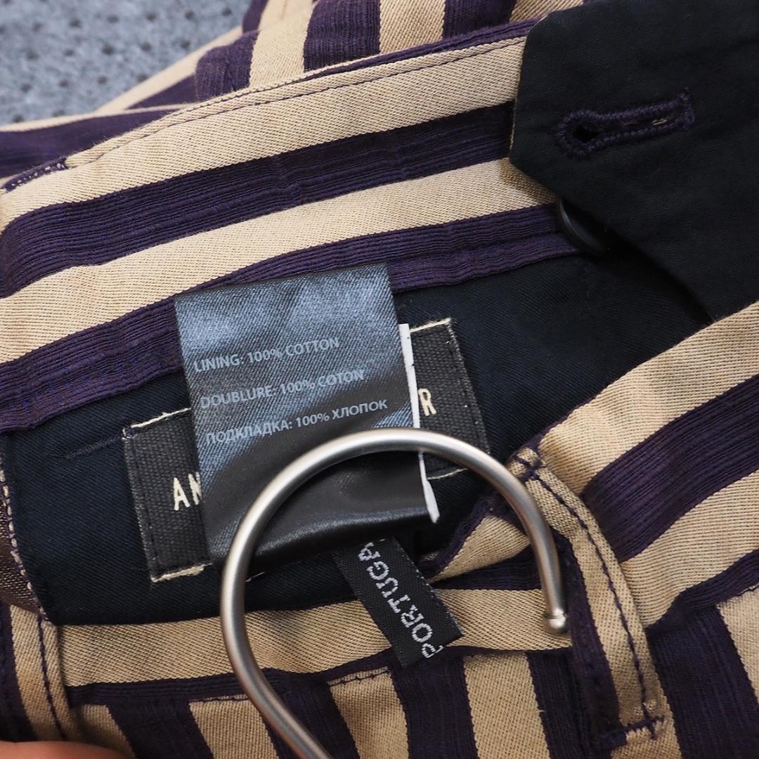 希少【ANN DEMEULEMEESTER】ギミック ストライプ ダブル パンツ