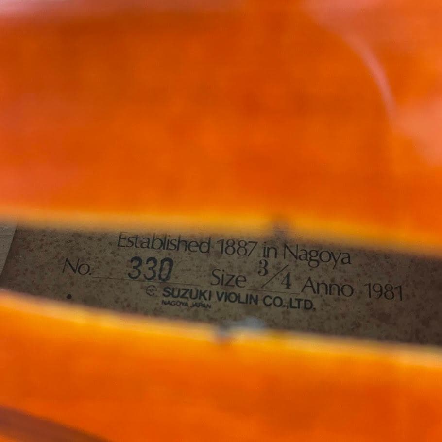 極美●SUZUKIバイオリン● No.330 3/4 1981年製 鈴木 日本製