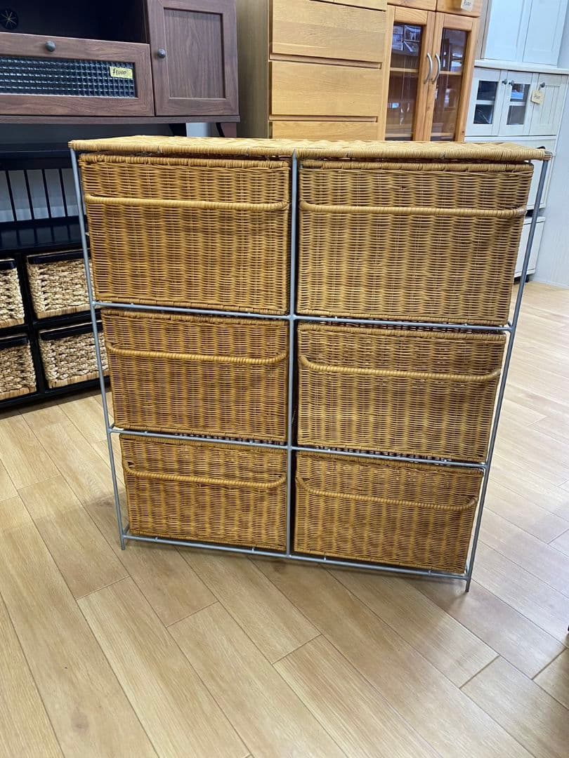 ナチュラルラタン風6段チェスト