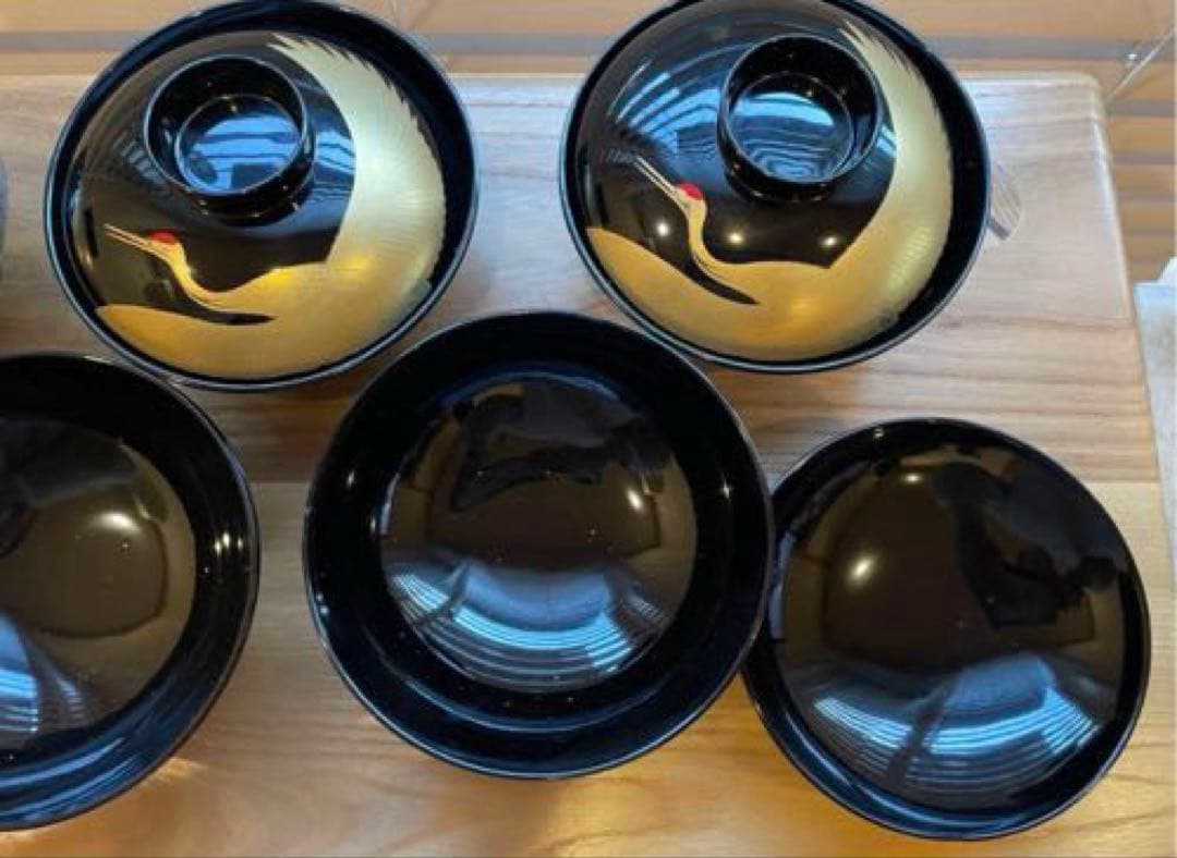 会津塗　漆器 蓋付き椀 5個セット