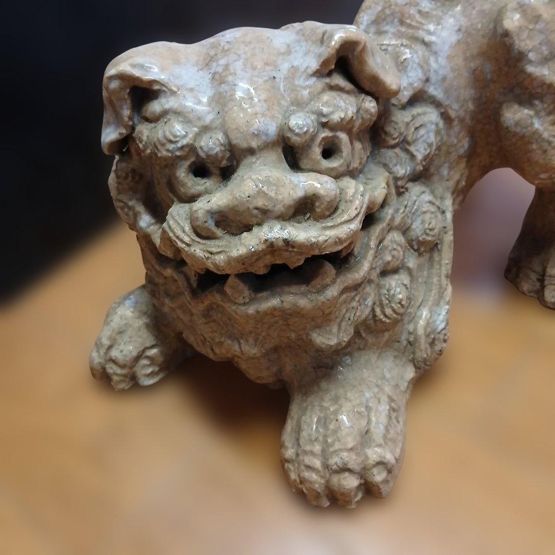 萩焼　獅子像 ベージュ 約30cm
