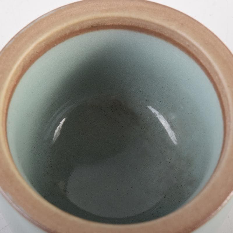 茶道具　諏訪蘇山作　青磁　桃香合　堀内宗完(兼中斎)書付　共箱　V　7191