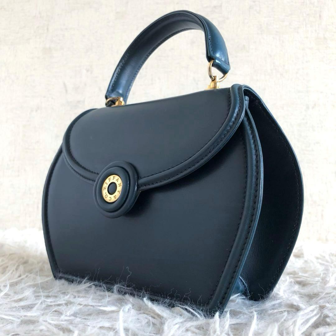 【美品 2way】ティファニー　ハンドバッグ　ブルーグリーン　イタリア製　本革
