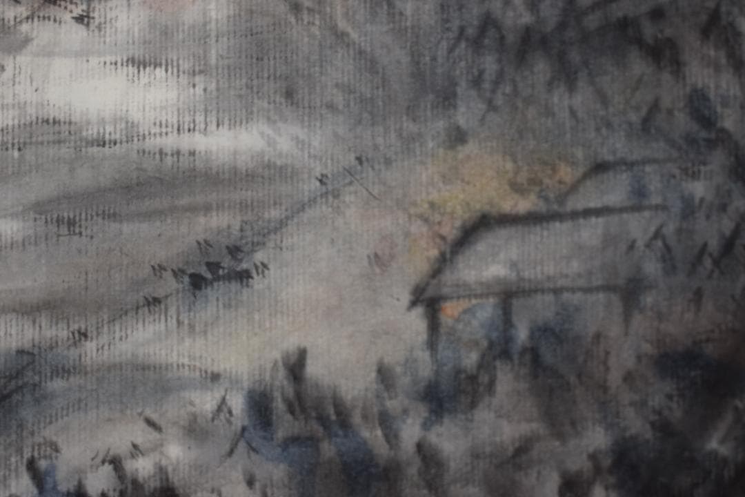 霊堂和尚/野風（賛）/武陵春色山水画賛/掛軸☆宝船☆Z-540