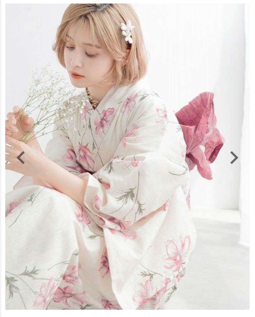 花柄浴衣・帯セット・着付けbook・下駄