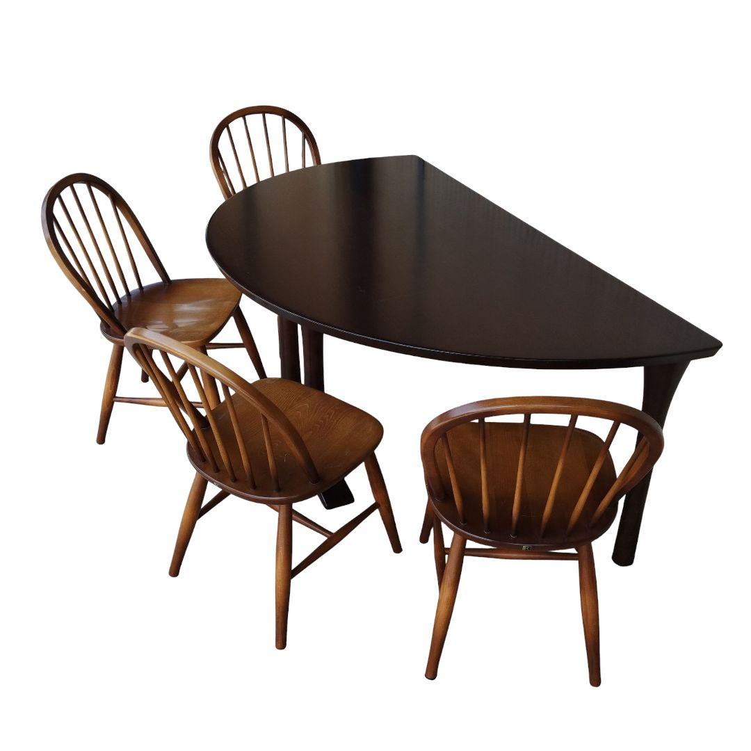 karimoku カリモク 半月 やや半円 ダイニングテーブル 食卓 ブラウン